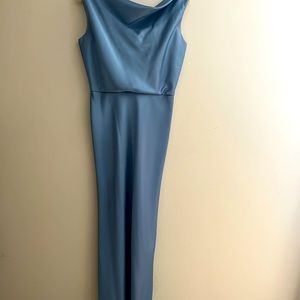 Floor length A line Satin Charmeuse Sleeveless Gown by Siri.